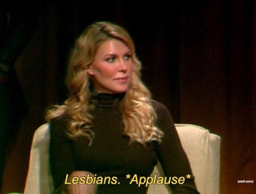 butchspace:text reads; Lesbians. *applause*