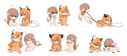 So I added more baby drawings of Agnes and Big Meow ; u ;