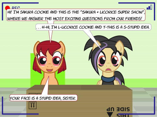 askthecookies:  Sakura: … unplug it, read a question, then plug it again? Baka! Licorice: S-Siiiiiiiigh. 