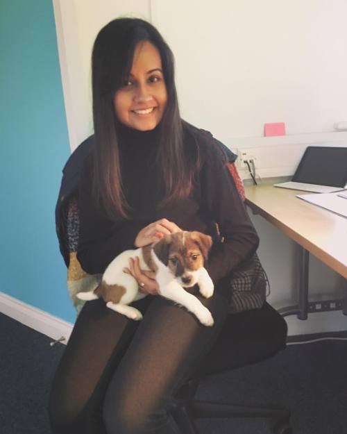 Playing with this cutie at work. First time I&rsquo;ve held a puppy at the age of 25 @planetdesign #