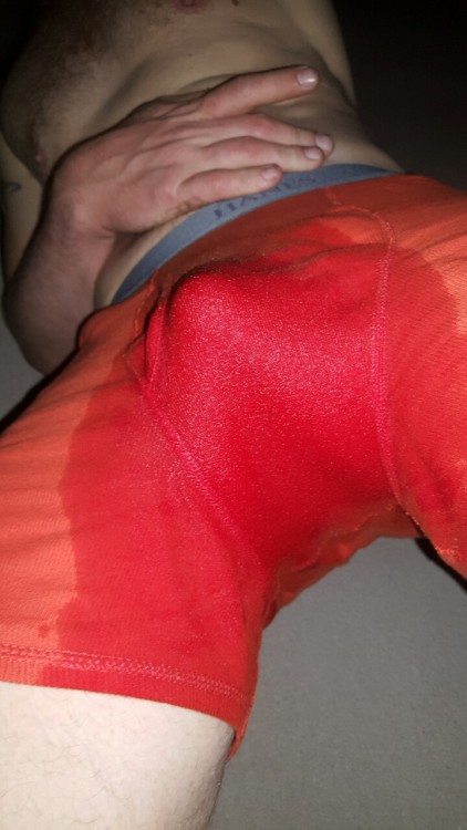 mrdesperation:  Went out last night. Had a few drinks. Came home, and made a big mess. I really like the way the wet shows in these boxers. My favorite to wet for sure! Wanna see the video? 