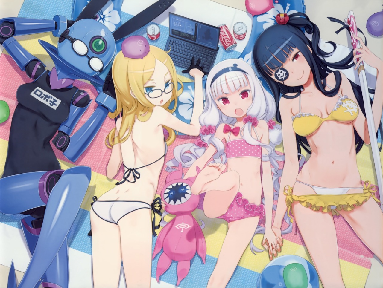 animal ears ass bikini bunny ears cleavage eyepatch feet hoshimiya kate kuroboshi