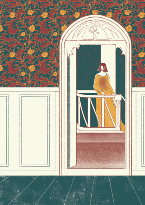 A sudden encounter. Inspired by an earlier trip to the local castle, with its decorated doors, patte
