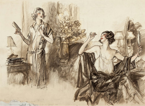1920s Illustration Of Two Girls By Henry Patrick Raleigh.