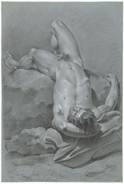 100artistsbook:  kecobe:  Jan Ekels (Dutch; 1759–1793)Male Figure Study (Academy)Black and white chalk on blue paper, 1786Rijksmuseum, Amsterdam   More male art at www.theartofman.net and www.vitruvianlense.com20% Discount with code  2PY4TP97