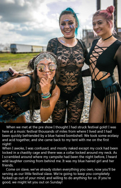 bussacap: When we met at the pre show I thought I had struck festival gold! I was here at a music festival thousands of miles from where I lived and I had been quickly befriended by a blue haired bombshell. We took some ecstasy and acid together, and