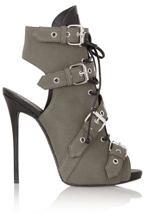 High Heels Blog Coline cutout canvas and leather ankle boots via Tumblr