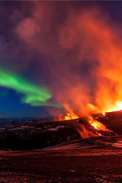 Expressions-Of-Nature:  Wonders Of Nature, Aurora Borealis &Amp;Amp; Volcano By Kristinn