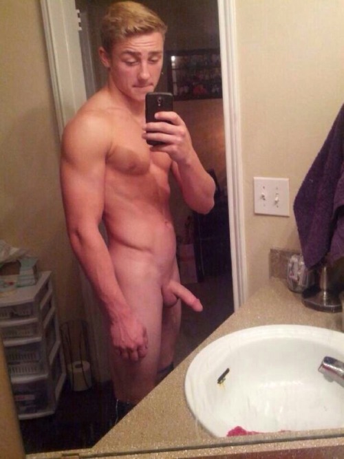 Cute blonde boy naked