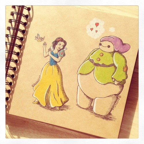 thepsychoemoreport:thenewdisneyprincess:Some adorable art from DeeeSkye on Deviant Art of Baymax