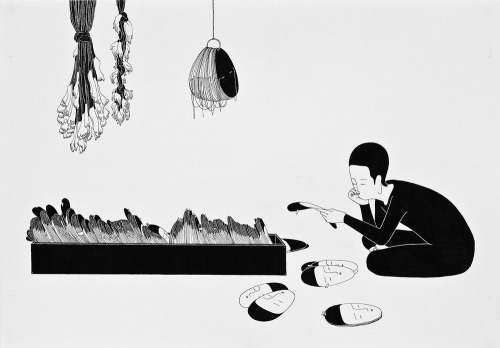 Daehyun Kim Aka Moonassi Aka (Korean, B. 1980, Seoul, Korea) - Stacks Of You, 2013 Drawings:Pigment Liners,