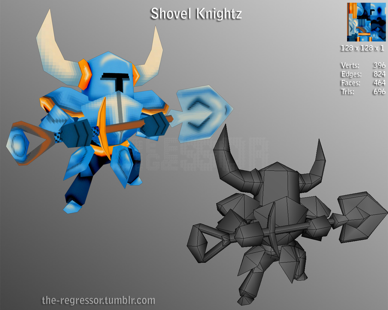 the-regressor:  64-bit Shovel Knight  Please view the Sketchfab render here   