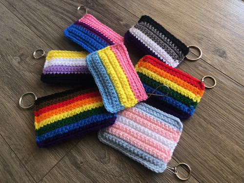 ericacrochets:LGBTQIA-PRIDE Keychain by Kimberlie GoodnoughFree Crochet Pattern Here (May need to ma