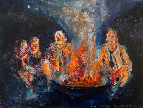 Ulrike Theusner (German, b. 1982, Frankfurt (Oder), Germany) - The Campfire (Burning Money Man), 201