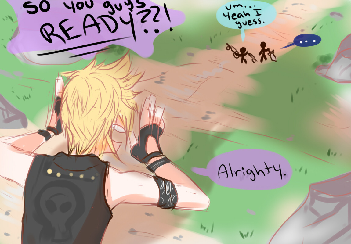 the-chocobros:  Roxas: WHAT THE FUUUUCK PROMPTO!!????! IM TELLING MOOOOOOM!!!!!!