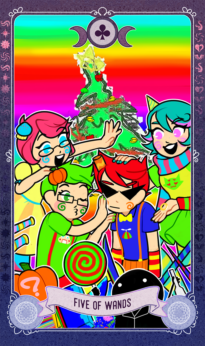act6tarotproject: THE ACT 6 TAROT ANTHOLOGY: THE MINOR DECK (FIVES) Five of Wands