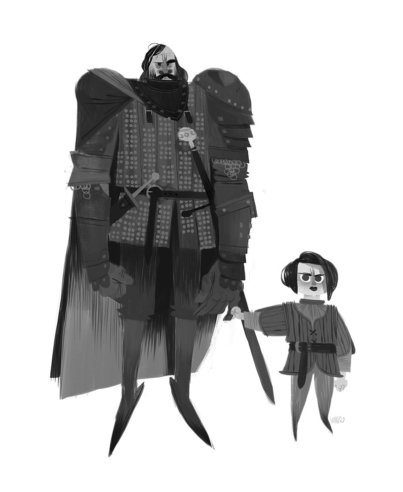 picandscroll:  Arya &amp; The Hound &ldquo;Clegane and Stark&rdquo; by