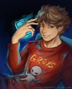 winterchocolatte:  based on day one for oikawaweek!ik i’m hella lateLate Nights | Texting | Red (shirt :P) (Passion/Determination)psst guess who he’s texting