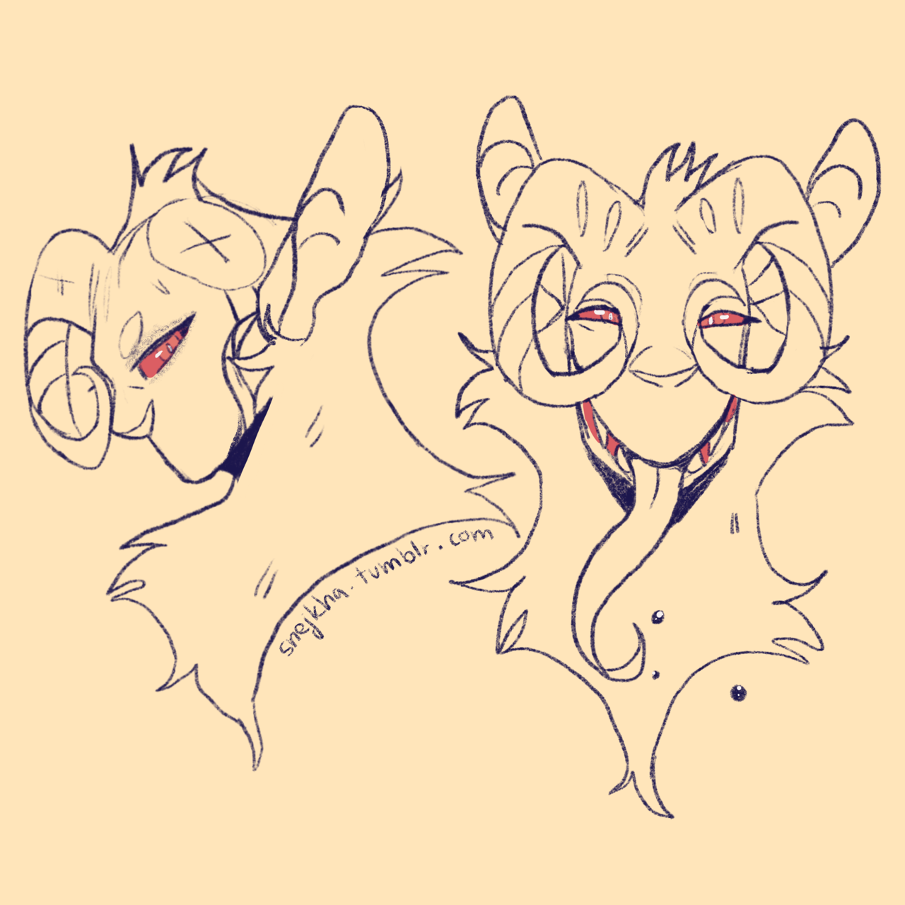 snejkha: My program crashed and I lost 2hours of work/life so have more doodles of
