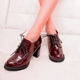 coffee-graphy:Pu Pure Color British Style Lace Up Thick Heel Oxford Boots♥ Discount code : shan ♥