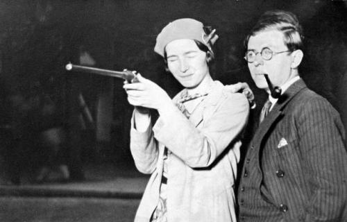 Jean-Paul Sartre and Simone de Beauvoir try a carnival shooting game together in 1929. This is the e