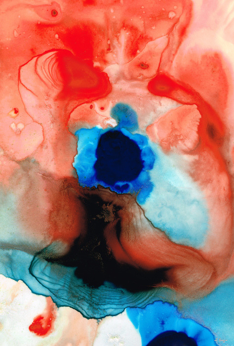 abstract-dimension:  The Dancer - Abstract Red And Blue Art By Sharon Cummings (by