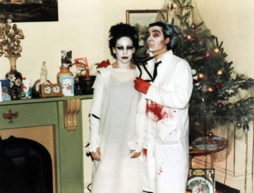 Dave Vanian as Dr. Frankenstein and Laurie as the Bride at a Christmas? costume party.