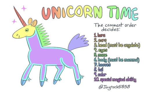 I did the unicorn challenge over on twitter! The result is  You Can Tell Me to Die But You’ll 