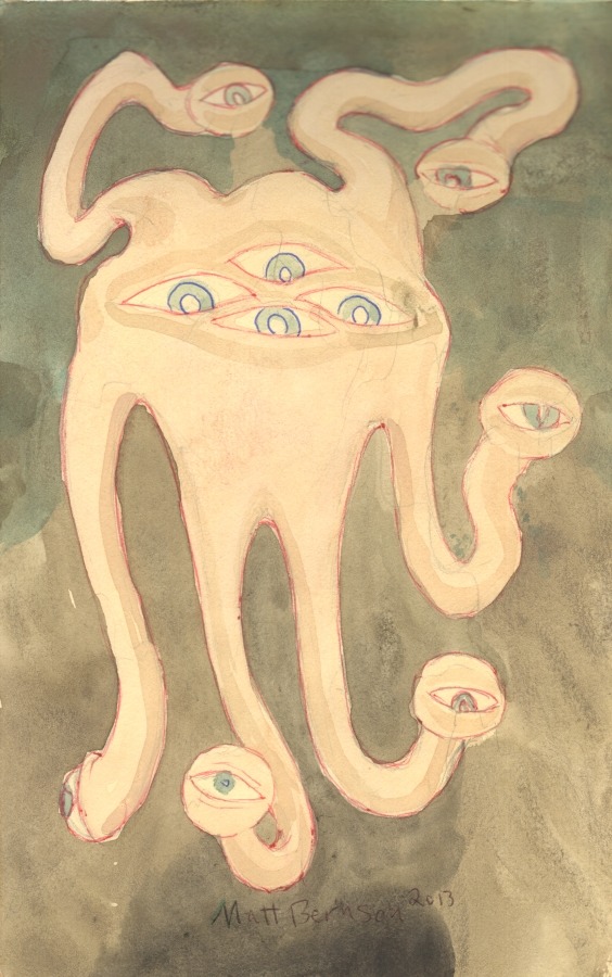 It seems that I will never get tired of eyeball monsters. Ink and/or watercolor on