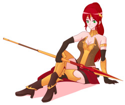 jonfawkes-art:  The Invincible Girl. Pic of the week for RWBY Vol2 Epi5. Was going for a kinda simple look, turned out a little more detailed than expected.  More Pyrrha is always good