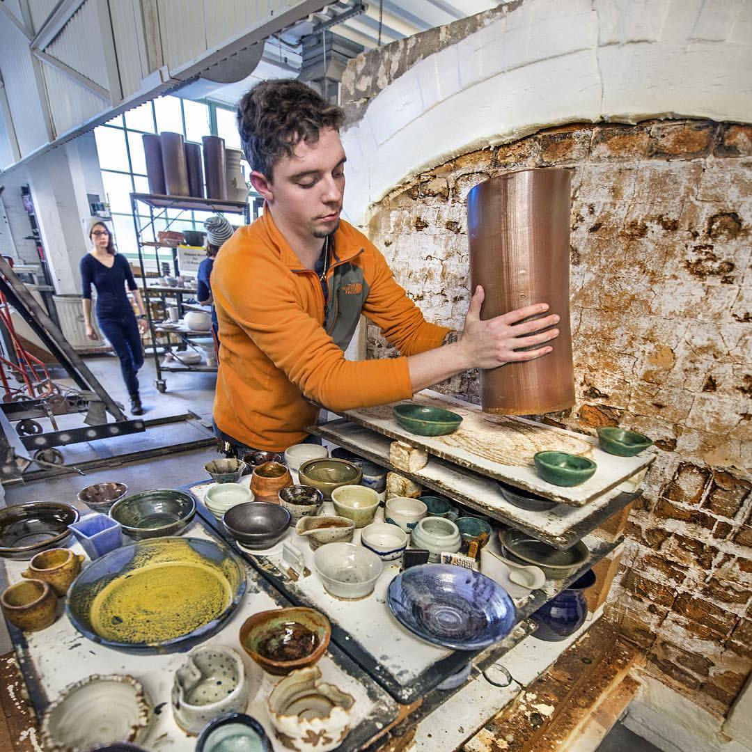 All around school, the countdown to BFA is on! Pictured above, senior Reid Jacobs works on his final project. Can’t wait to see how it turns out! #clevelandinstituteofart #ciabfa #ceramics (at The Cleveland Institute of Art)