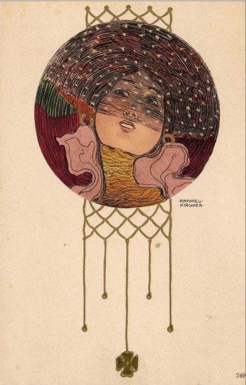 raphael-kirchner: Girls heads in a circle, 1901, Raphael Kirchner