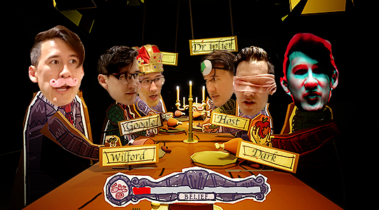 markired:  dinner party w/ the egos. (wow markiplier tv 2 looks great you guys)