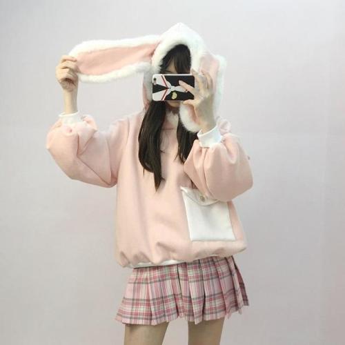 Cute Rabbit Ears Loose Velvet Hoodie starts at $29.90 ✨✨Tag a friend who would love this. ❤️