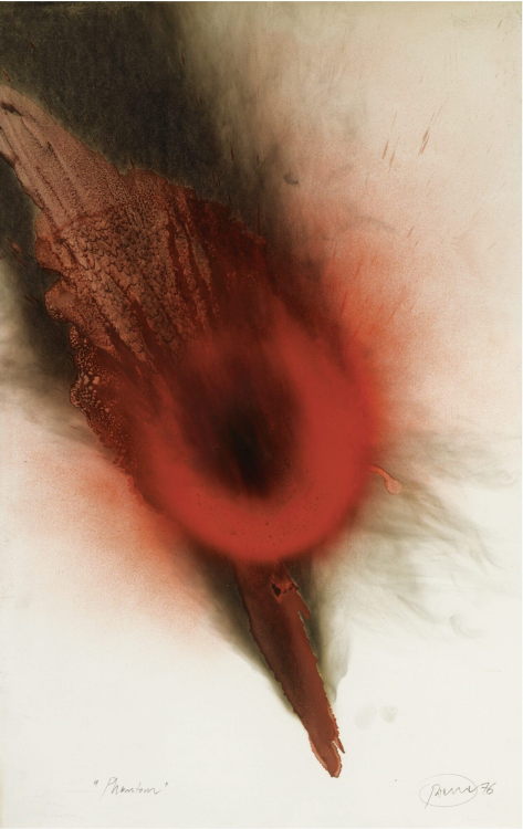 ochyming: Otto Piene  1928-2014  PHANTOM, 1976  fire, gouache on paper 100 x 70 