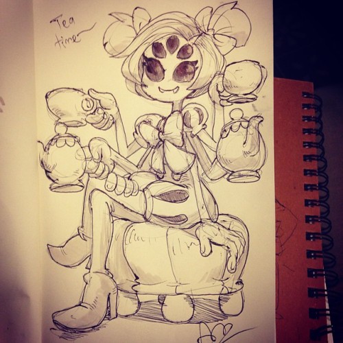 o-8:  Possible Undertale spoiler?? Actually, I haven’t gotten to this part of the game yet, but she was a request on the #indivisiblerpg stream and I love spider girls #undertale #muffet   @slbtumblng