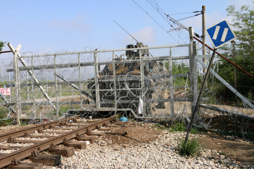 Military secures the border with heavy weapons.