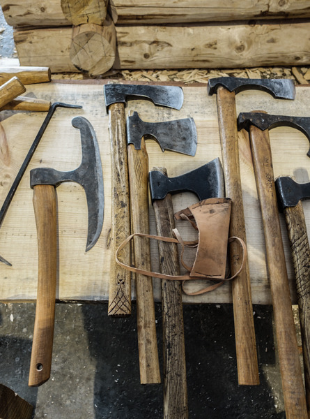 Old axes for log house building