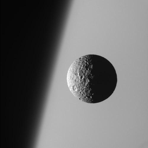 Saturn moon, Mimas, captured by the Cassini spacecraft in 2006.Credit: NASA/JPL/Space Science Instit