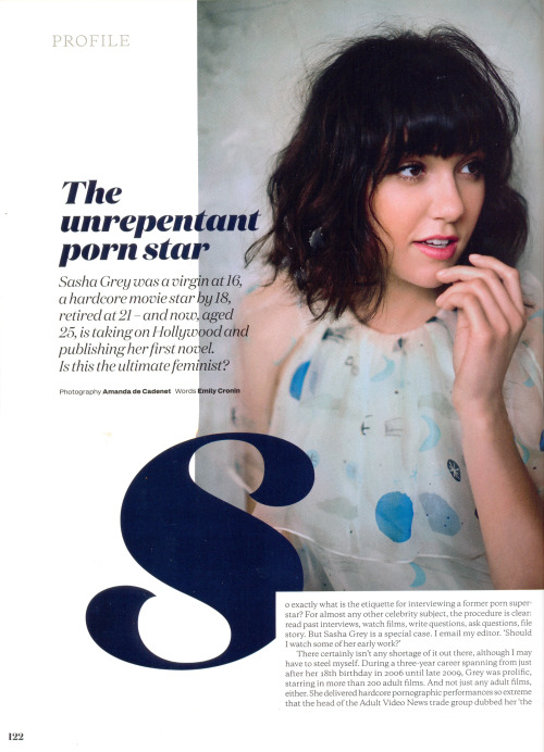 Sasha Grey in ELLE UK Magazine / June, 2013 Thanks to ifuckinglovemydaddy for sharing! :)