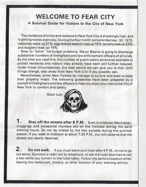 Welcome to Fear City: A Survival Guide to the City of New York (1975).