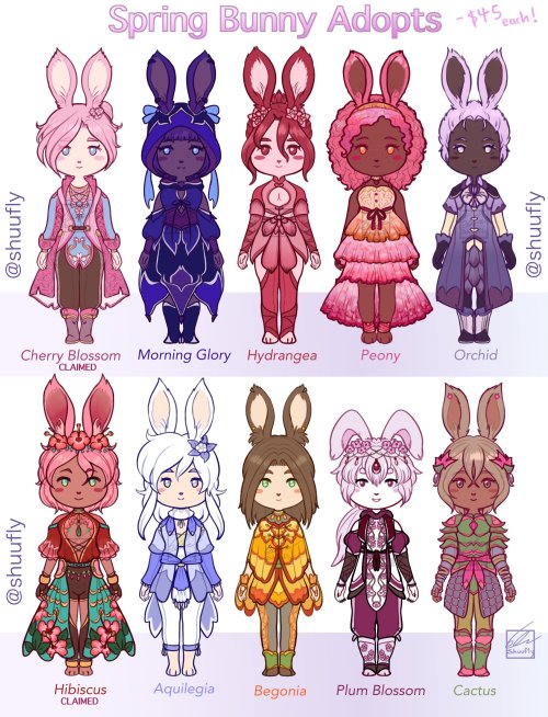 shuufly: Spring Bunny Adopts! (Part two!)Little fantasy bunnies inspired by flowers!Happy bunny day!