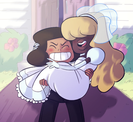 jigokuhana:  Here, have a wedding pic of Garnet’s tiny moms in my human AU~ &lt;3