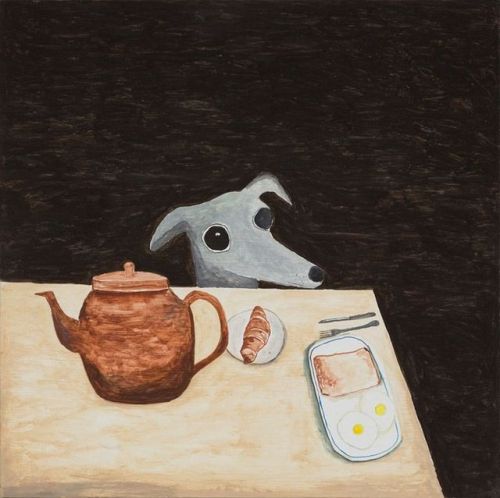 thunderstruck9: Noel McKenna (Australian, b. 1956), Dog Begging Breakfast, 2014. Oil on plywood, 42 