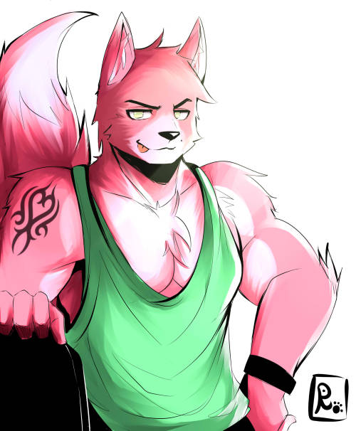 rookiebear:    El es Edd, un lobo rosa, pero no por eso menos rudo ;DPractica de color :3  