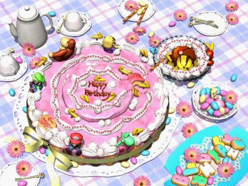 suppermariobroth:The background of Peach’s Birthday Cake from Mario Party.