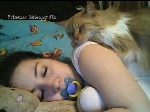 dreamiedaddy:  princessshteepypie:  Sleepy bears 😊  Awww isn’t she so adorable with mister whiskers and flopsie? I just had to take this picture on Skype. I could not resist.