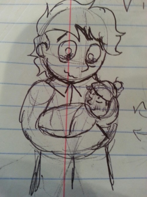 thescarletpaperback:Probably the last of the notebook doodles. 1) TINY JAMIE!2) A proud daddy Jamie 