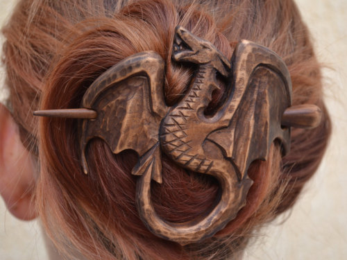 sosuperawesome:Hand Carved Dragon Hair Barrettes by Ivaylo Zlatev on EtsyBrowse more curated hair ac