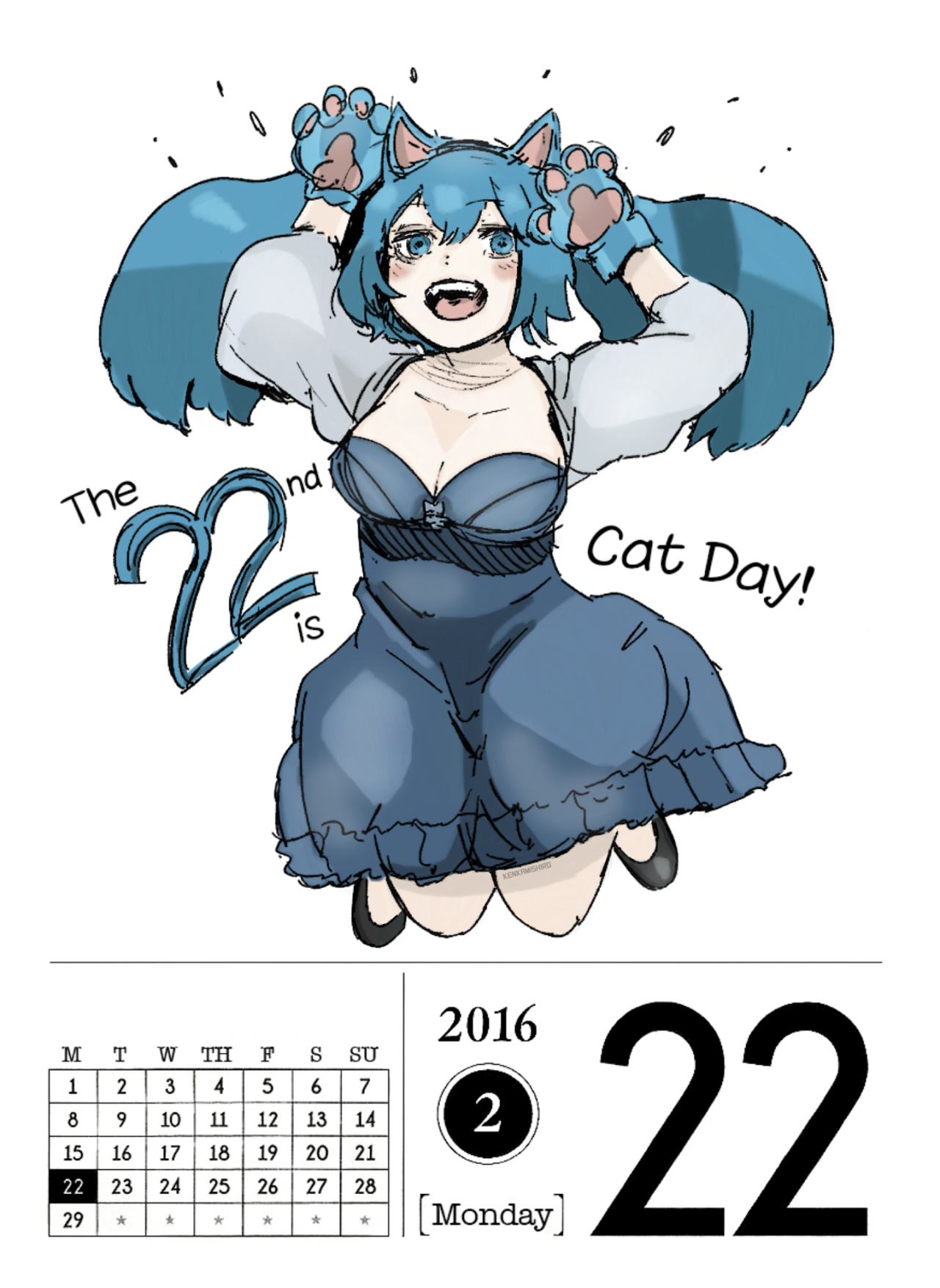February 22, 2016Today we get a cheerful image of Saiko for Cat Day! ฅ^•ﻌ•^ฅ Does